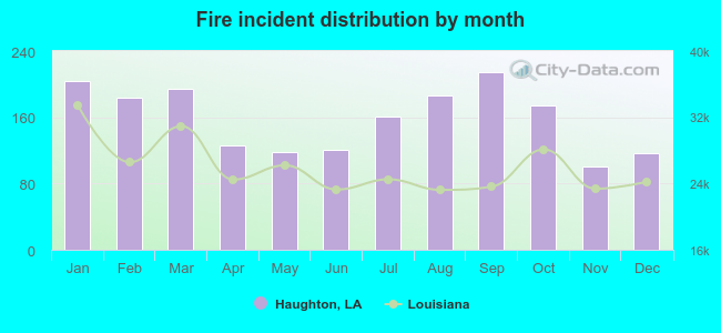 Fire incident distribution by month