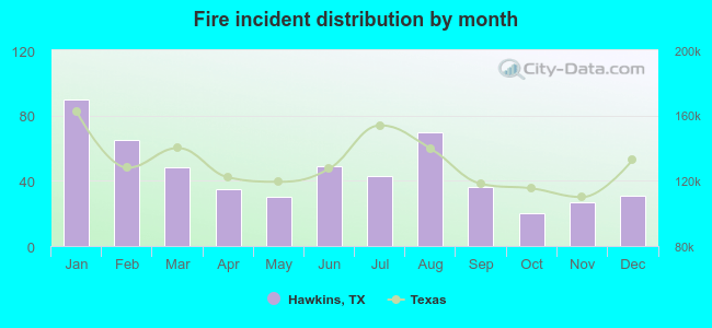 Fire incident distribution by month