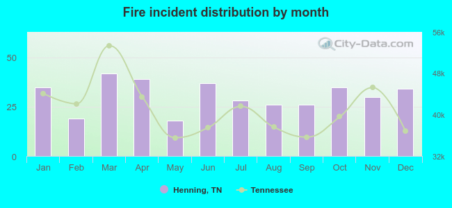 Fire incident distribution by month