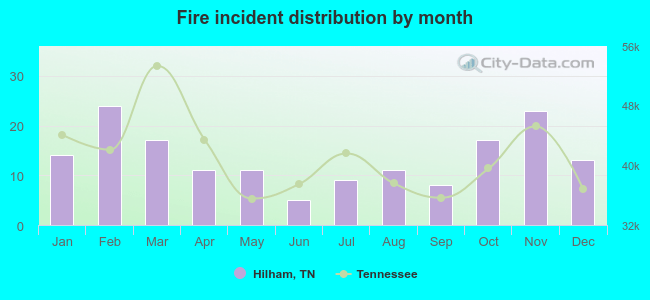 Fire incident distribution by month