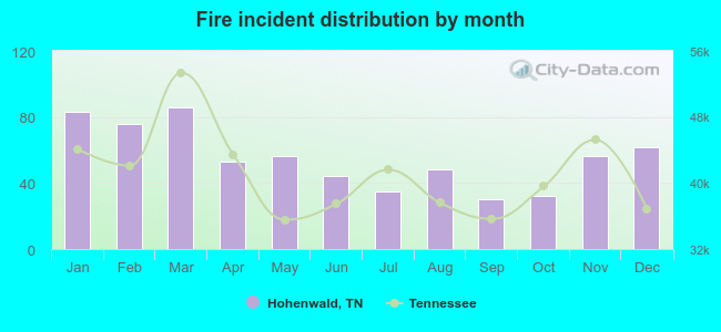 Fire incident distribution by month