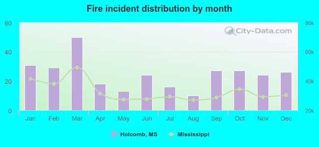 Fire incident distribution by month