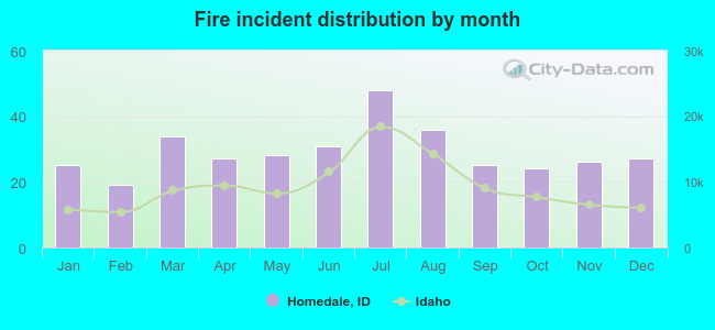 Fire incident distribution by month