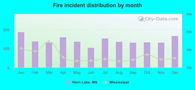 Fire incident distribution by month