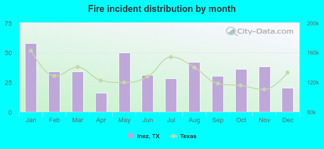 Fire incident distribution by month