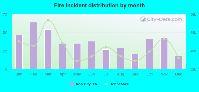 Fire incident distribution by month