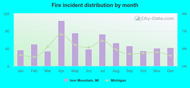 Fire incident distribution by month