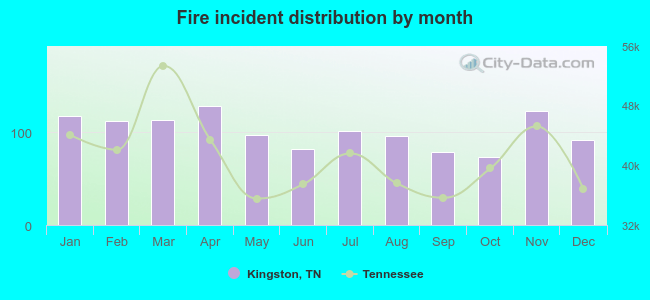 Fire incident distribution by month