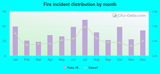 Fire incident distribution by month