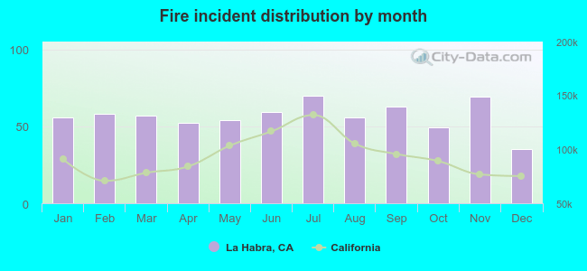 Fire incident distribution by month