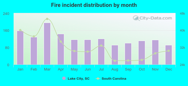 Fire incident distribution by month