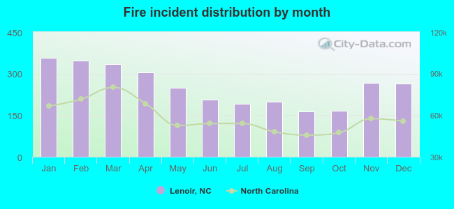 Fire incident distribution by month