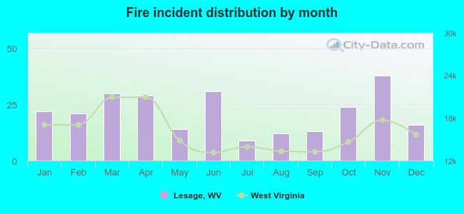 Fire incident distribution by month