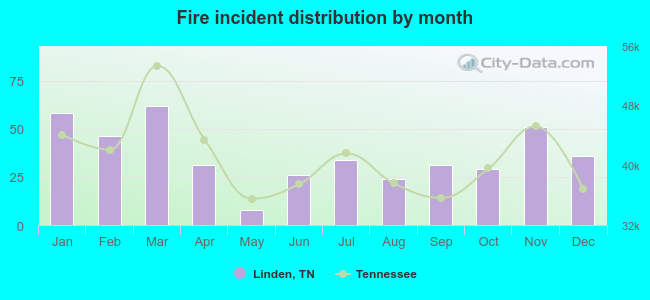 Fire incident distribution by month