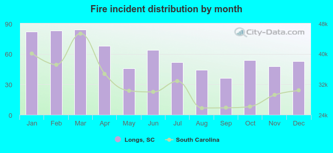 Fire incident distribution by month