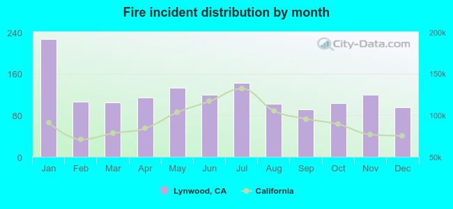 Fire incident distribution by month