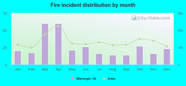 Fire incident distribution by month