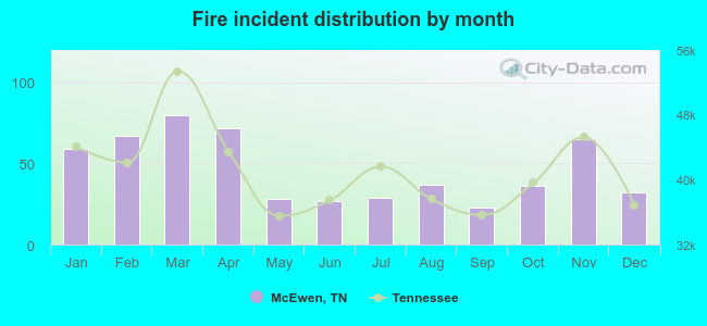 Fire incident distribution by month