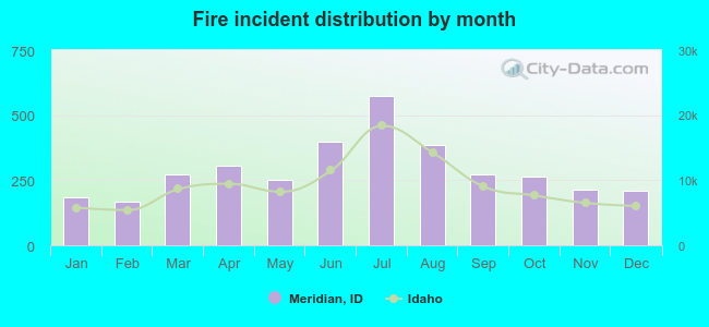 Fire incident distribution by month