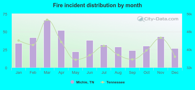 Fire incident distribution by month