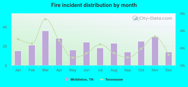 Fire incident distribution by month