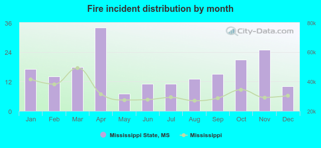 Fire incident distribution by month