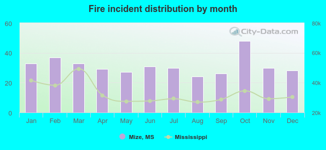 Fire incident distribution by month