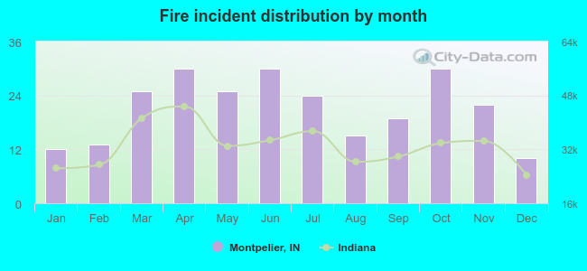 Fire incident distribution by month