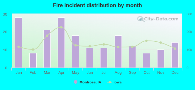 Fire incident distribution by month