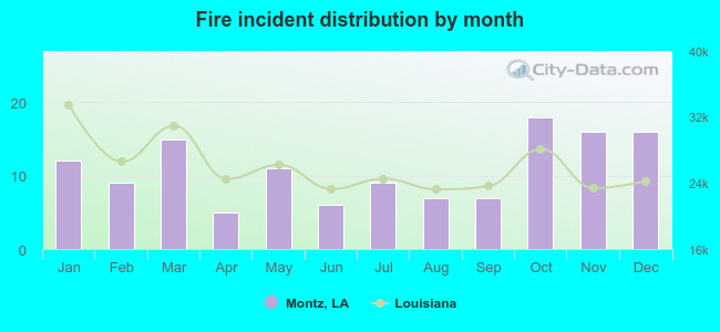 Fire incident distribution by month