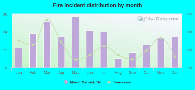 Fire incident distribution by month