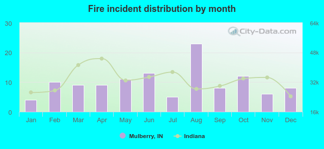 Fire incident distribution by month