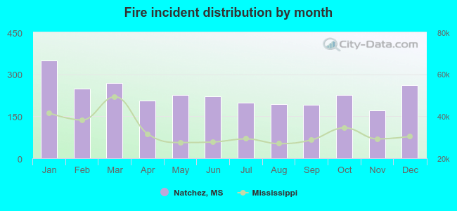 Fire incident distribution by month