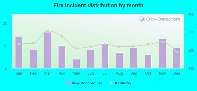 Fire incident distribution by month