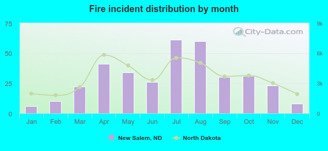 Fire incident distribution by month