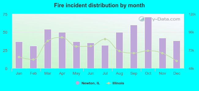 Fire incident distribution by month