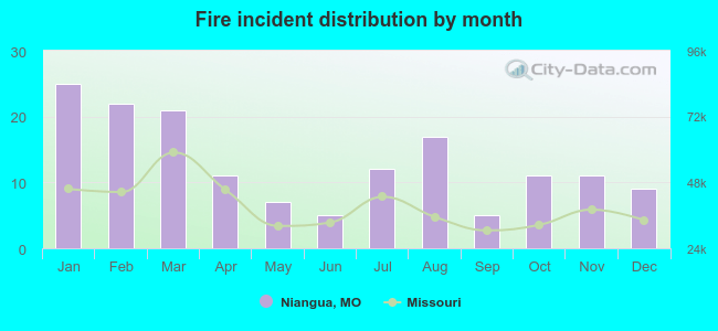 Fire incident distribution by month