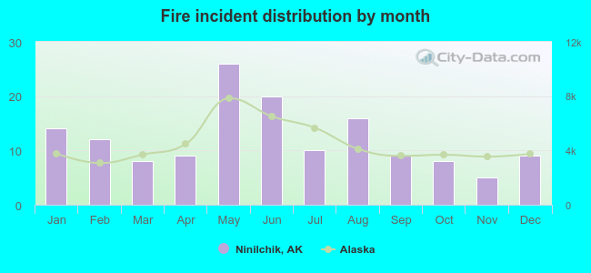 Fire incident distribution by month