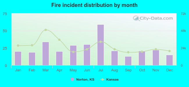 Fire incident distribution by month