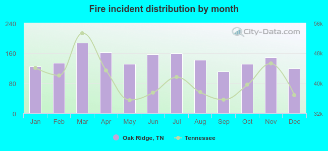 Fire incident distribution by month