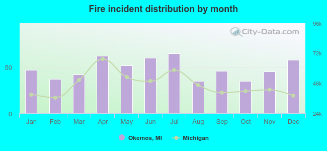 Fire incident distribution by month