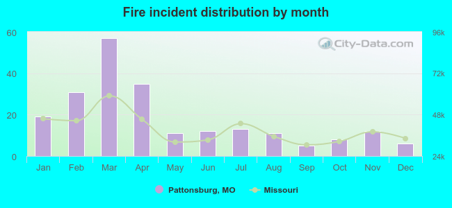 Fire incident distribution by month