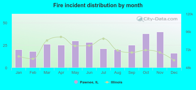 Fire incident distribution by month