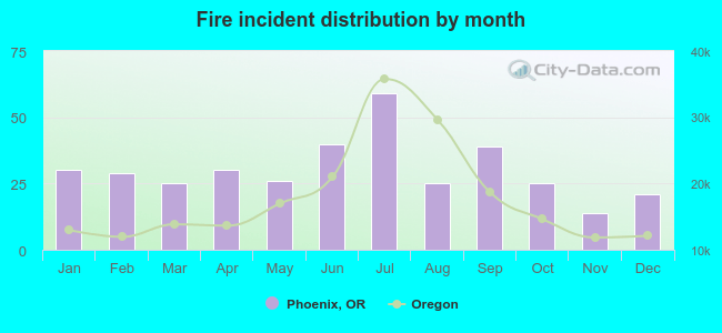 Fire incident distribution by month