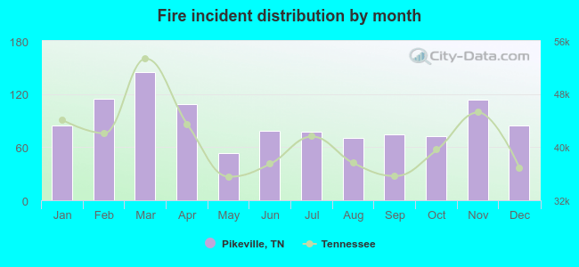 Fire incident distribution by month