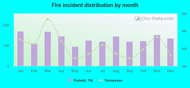 Fire incident distribution by month