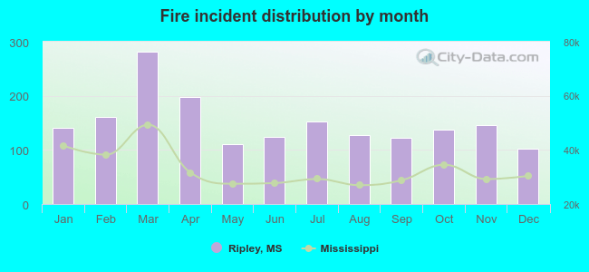 Fire incident distribution by month