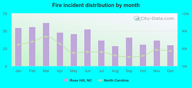 Fire incident distribution by month