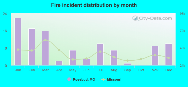 Fire incident distribution by month