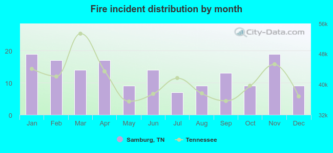 Fire incident distribution by month